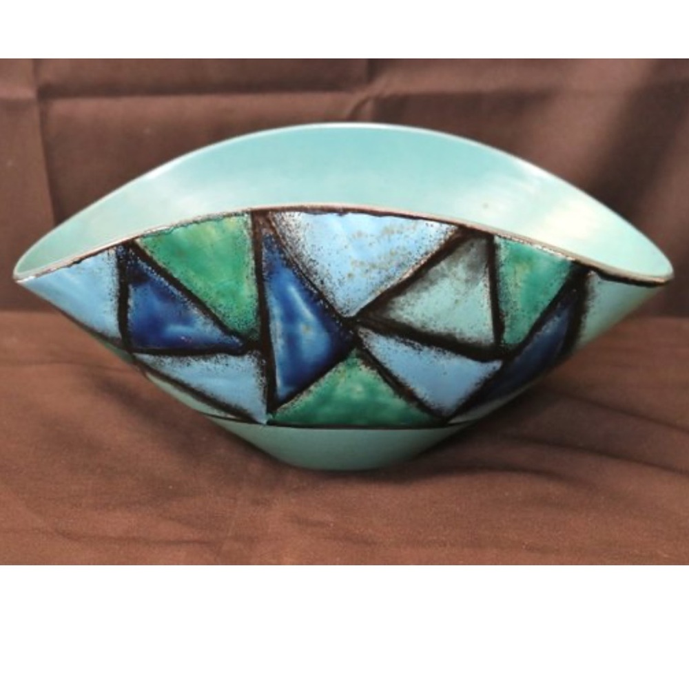 MCM Aldo Londo Bitossi Vetrata blue console bowl, Italy, no.. & signed by artist